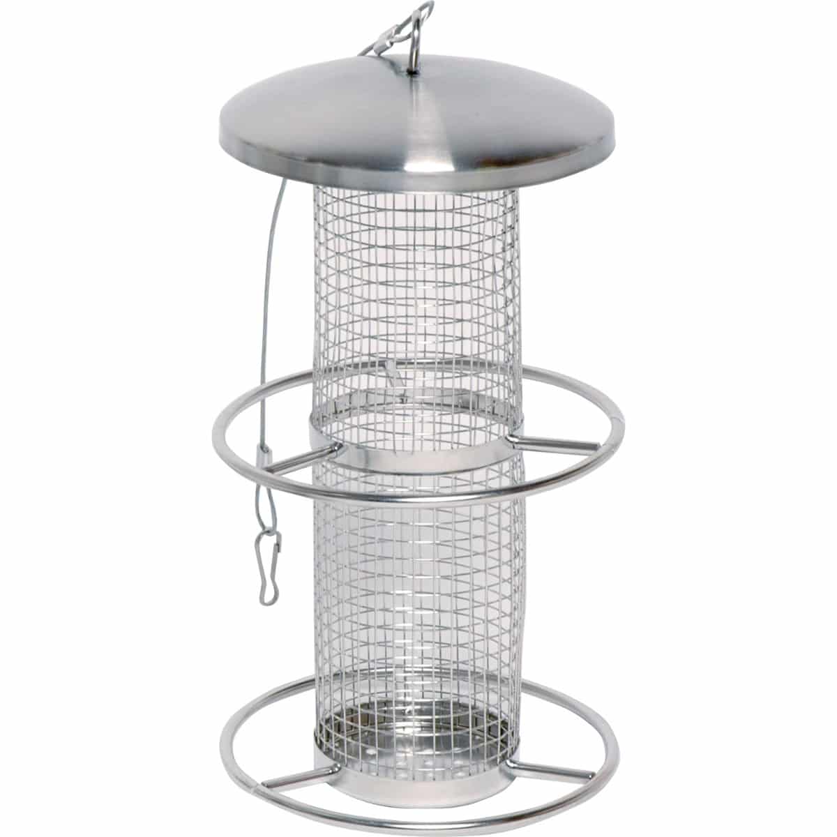 Robuste Futtersäule aus Metall mit Gitterröhre und Anflugringen