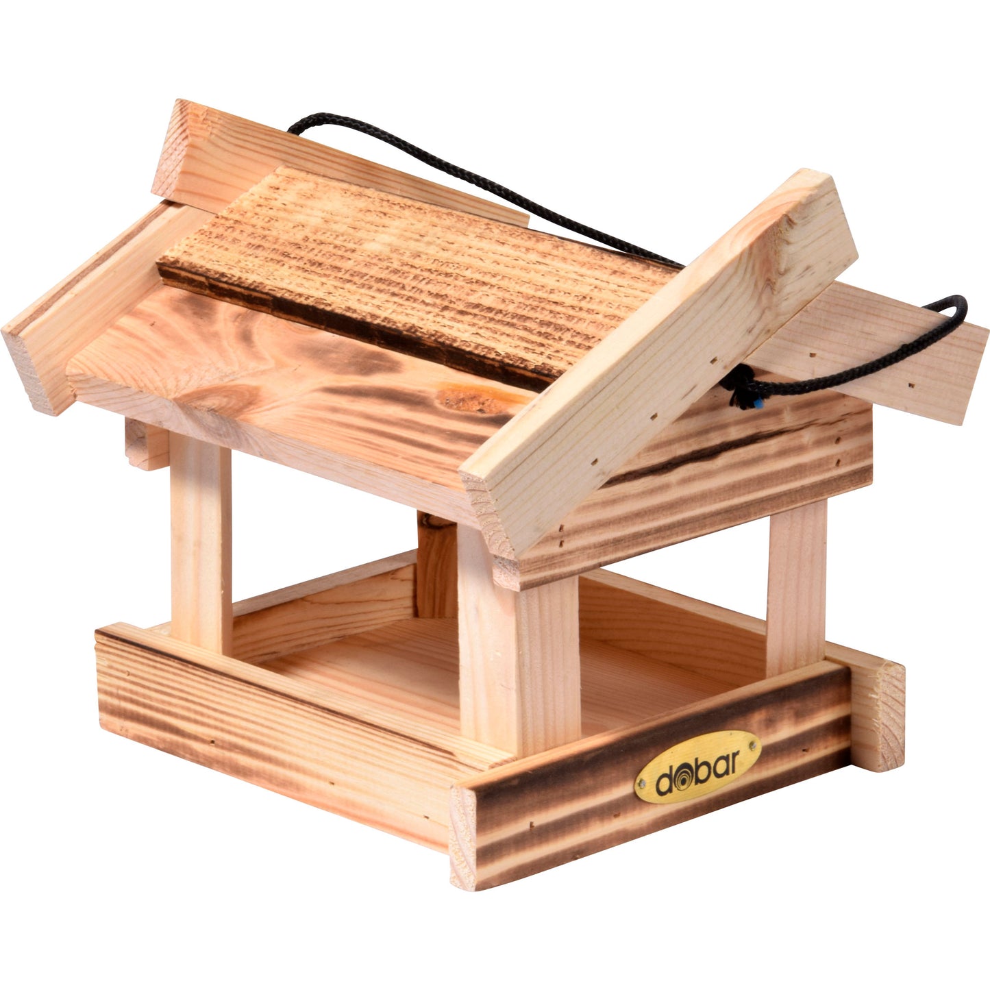 Rustikales Vogelfutterhaus "Calido" mit Futtertablett und Anflugstangen
