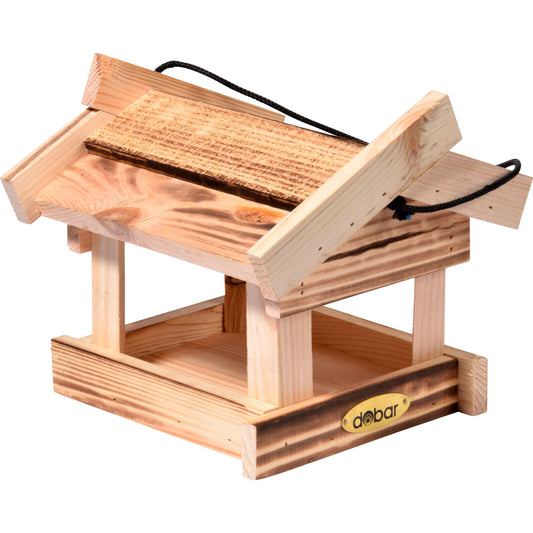 Rustikales Vogelfutterhaus "Calido" mit Futtertablett und Anflugstangen
