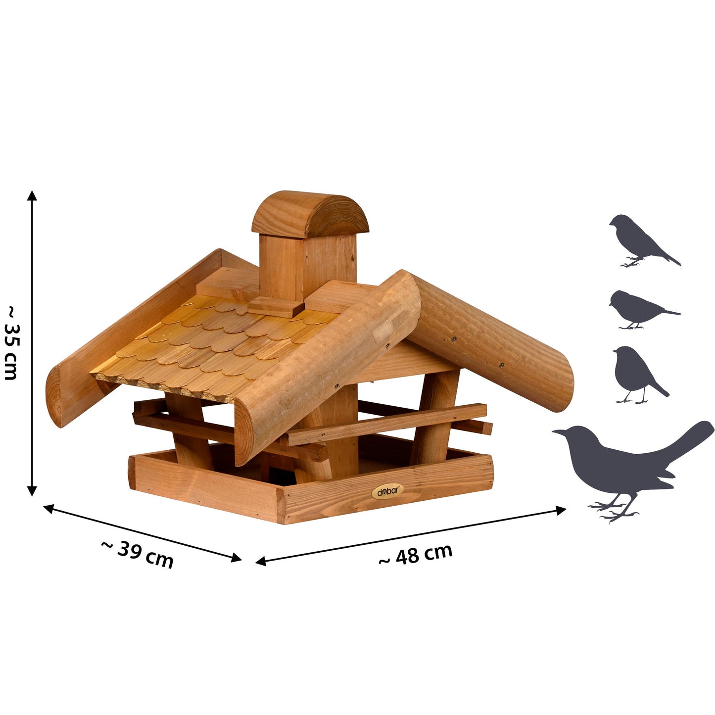 Großes Vogelhaus "Blätterfall" für Ständermontage – Dekorative Futterstation für Wildvögel im herbstlichen Design - Luxus-Vogelhaus.de