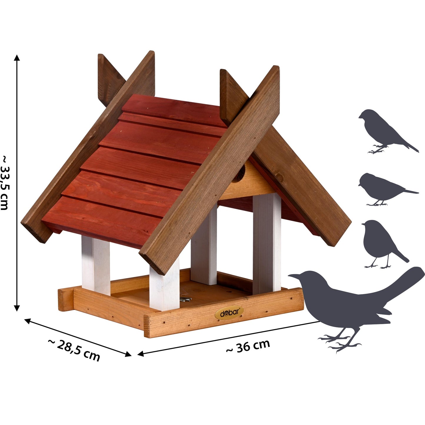 Großes green label Vogelhaus "Herbstfrüchte" für Ständermontage – Stilvolle Futterstation für Wildvögel mit großem Futtertablett - Luxus-Vogelhaus.de