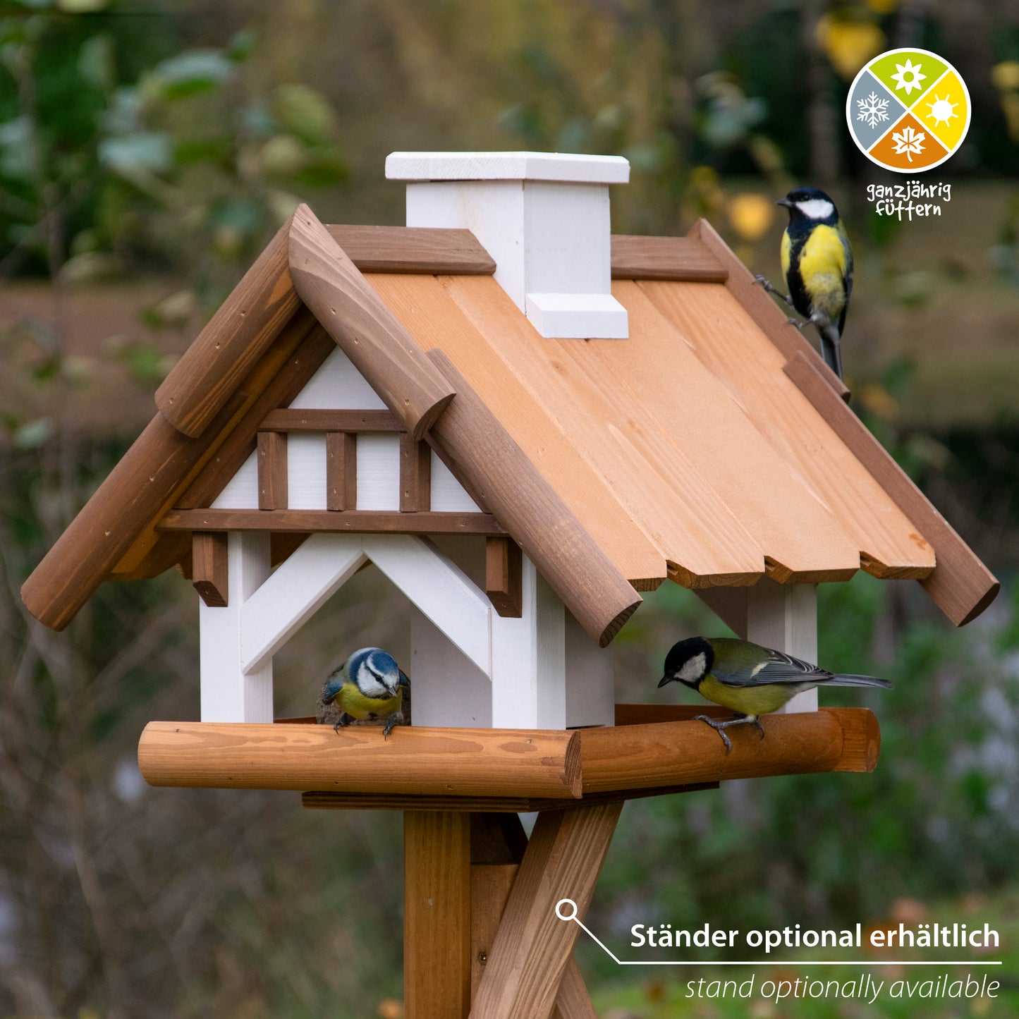 Großes green label Vogelhaus "Goldener Oktober" für Ständermontage - Luxus-Vogelhaus.de