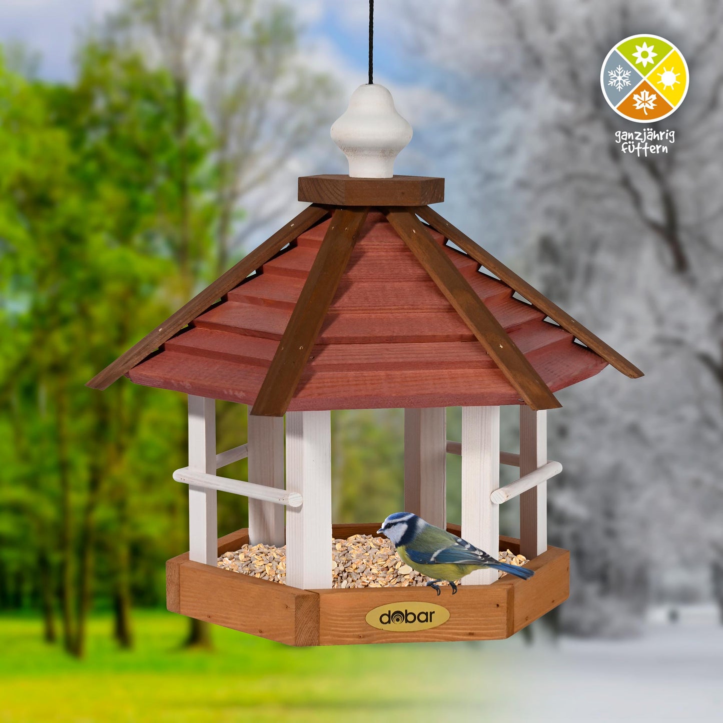 Vogelhaus aus Holz mit stabilem Aufhänge-Kordel, ideal für Garten und Balkon