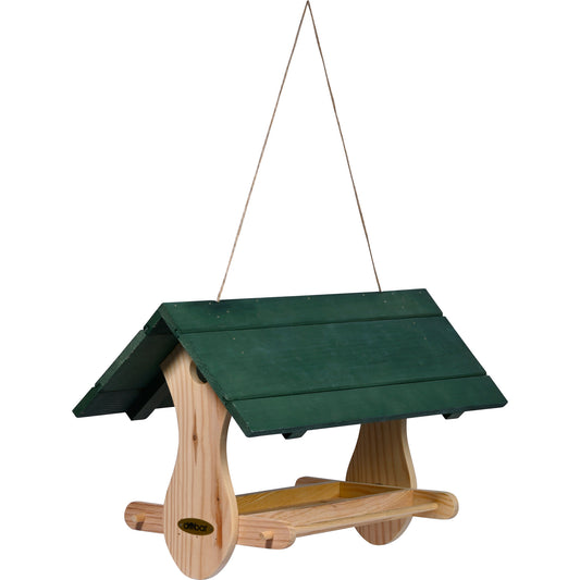 Vogelhaus "Nuuk" aus imprägniertem Holz mit grünem Satteldach, wetterfest