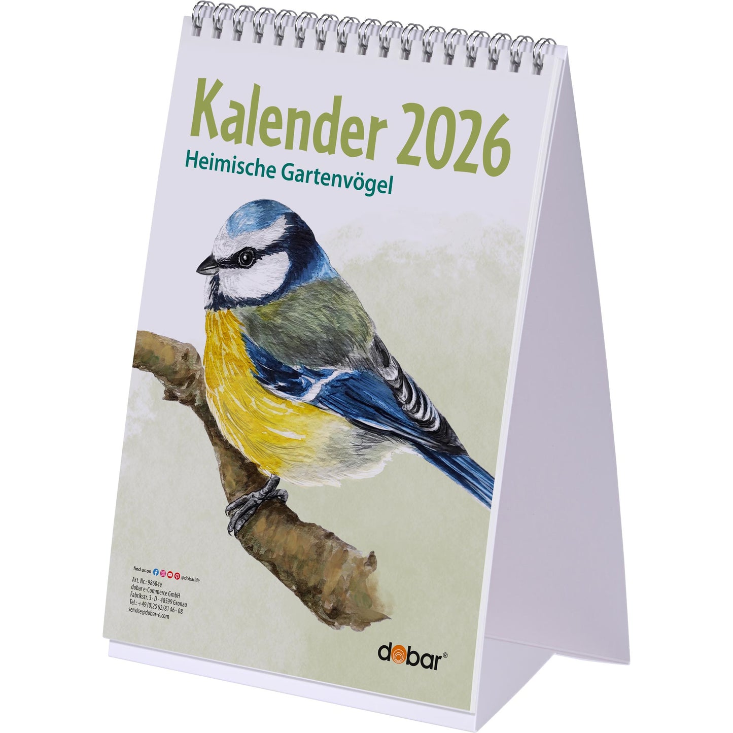 Vogel-Tischkalender DIN A5 2026 – Monatskalender mit Wildvogel-Illustrationen