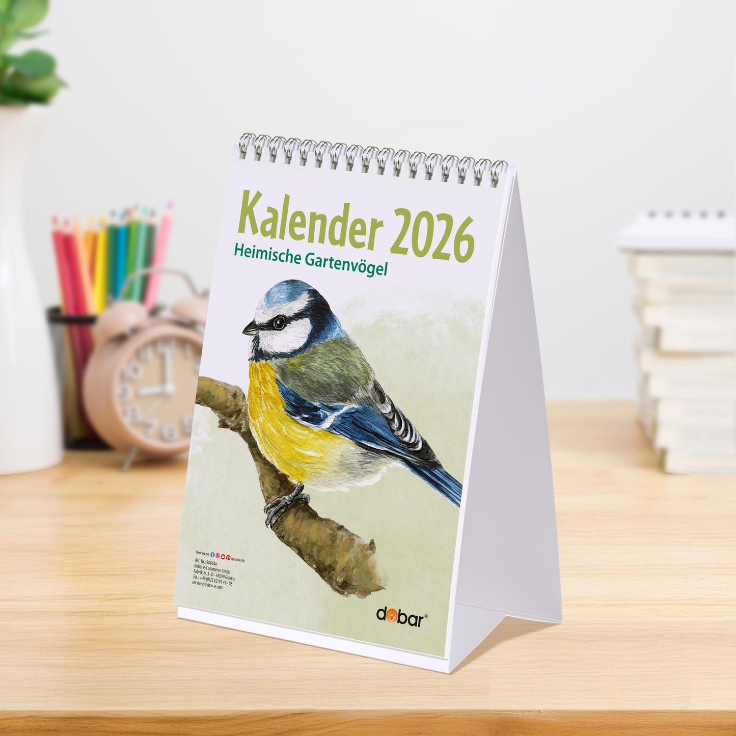 Vogel-Tischkalender DIN A5 2026 – Monatskalender mit Wildvogel-Illustrationen