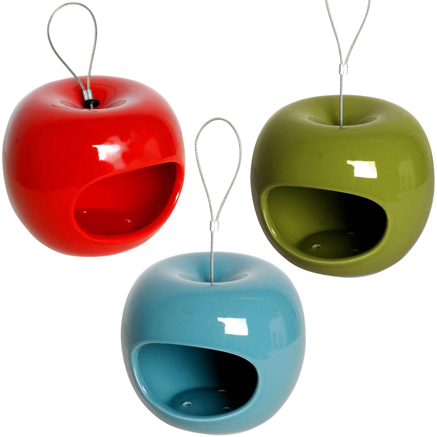 Futterstationen im Apfel-Design aus Keramik, wetterfest und frostbeständig