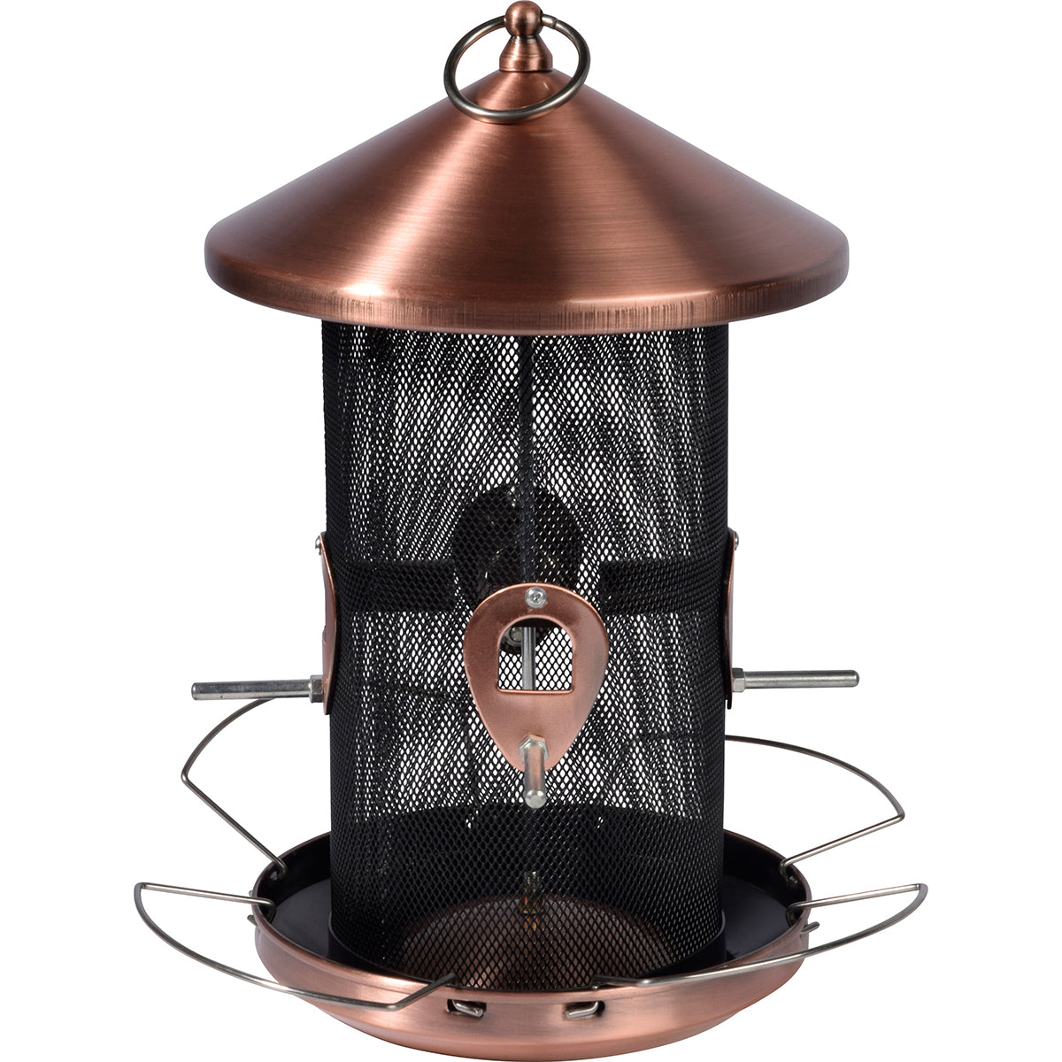 Futtersäule mit Futtertablett und Abflusslöchern für den Garten