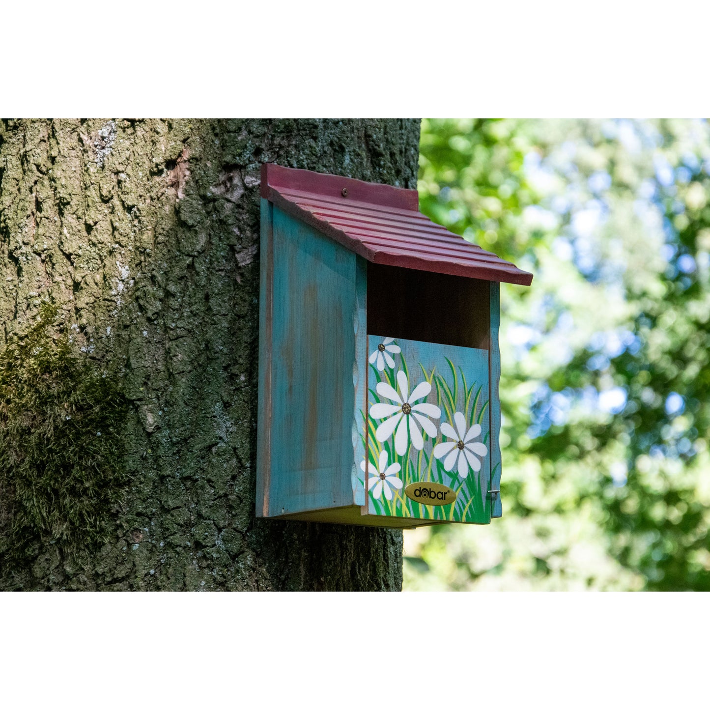 Art. 22373FSCe - Bunter Nistkasten mit Blumenmuster - Halbhöhle - Luxus-Vogelhaus.de