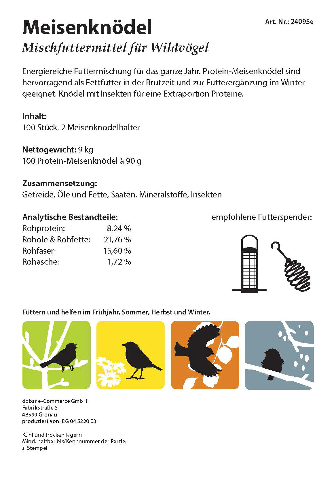 Art. 24095e - Meisenknödel "Insekten" 100 Stück ohne Netz