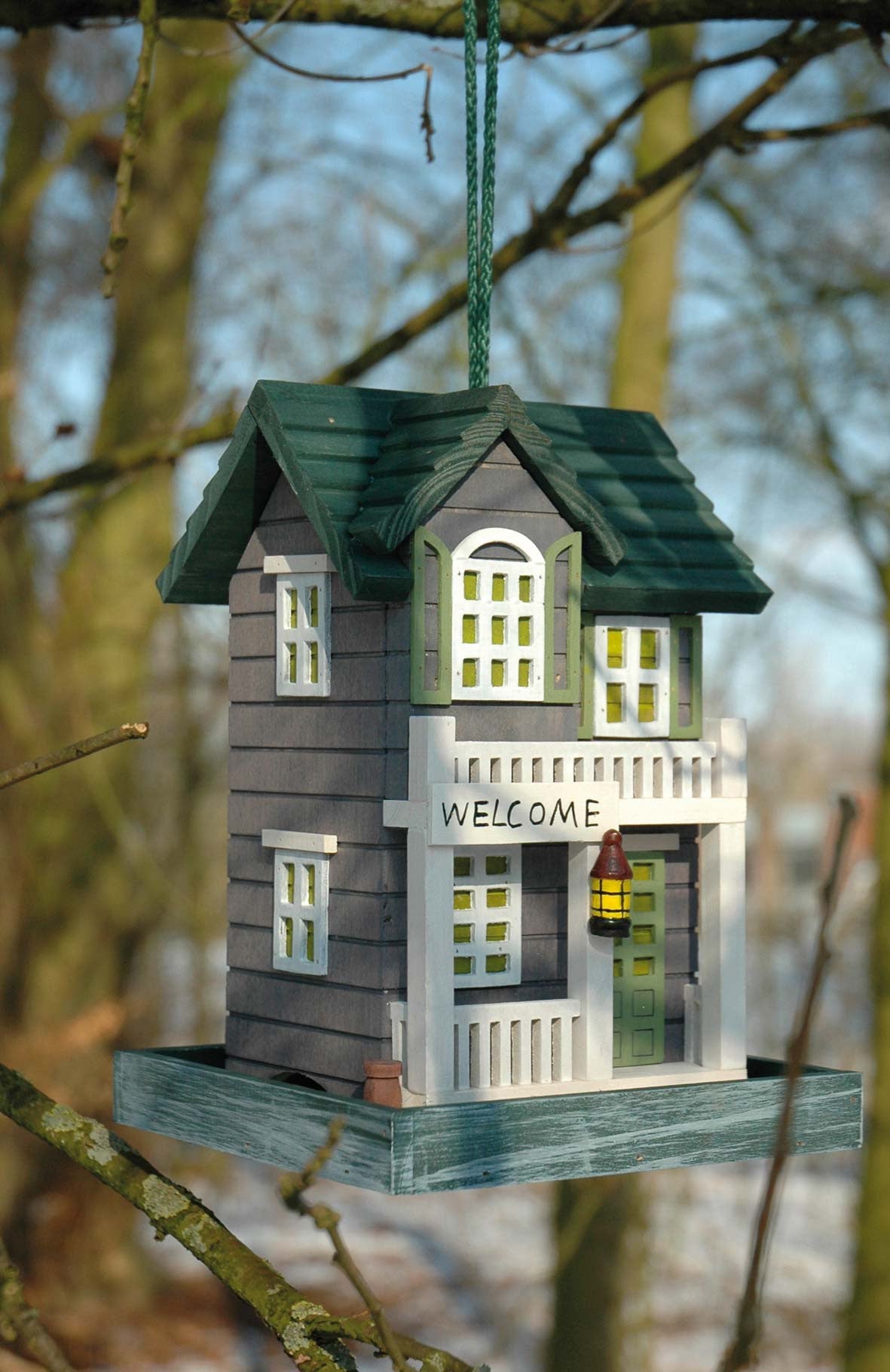 Art.25303FSC - Vogelhaus mit Ständer "Welcome" (USA-Design)