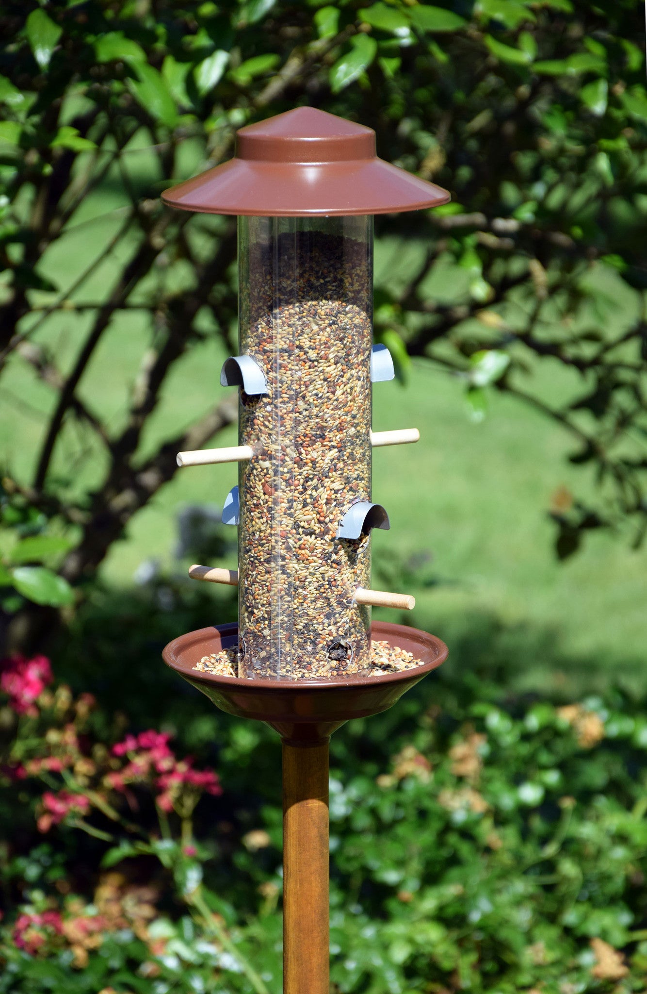 Art. 28810 - Große Futtersäule inkl. Holz-Ständer | Bronze-Design