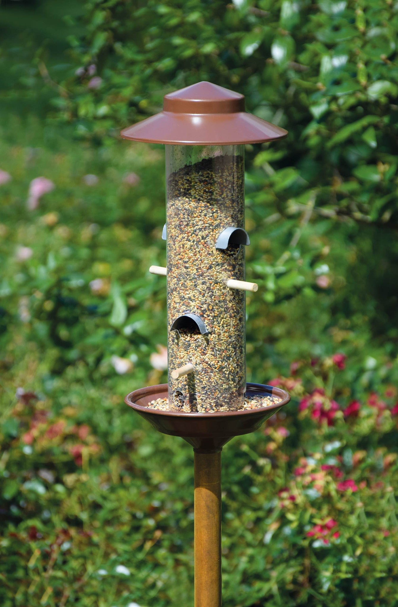 Art. 28810 - Große Futtersäule inkl. Holz-Ständer | Bronze-Design