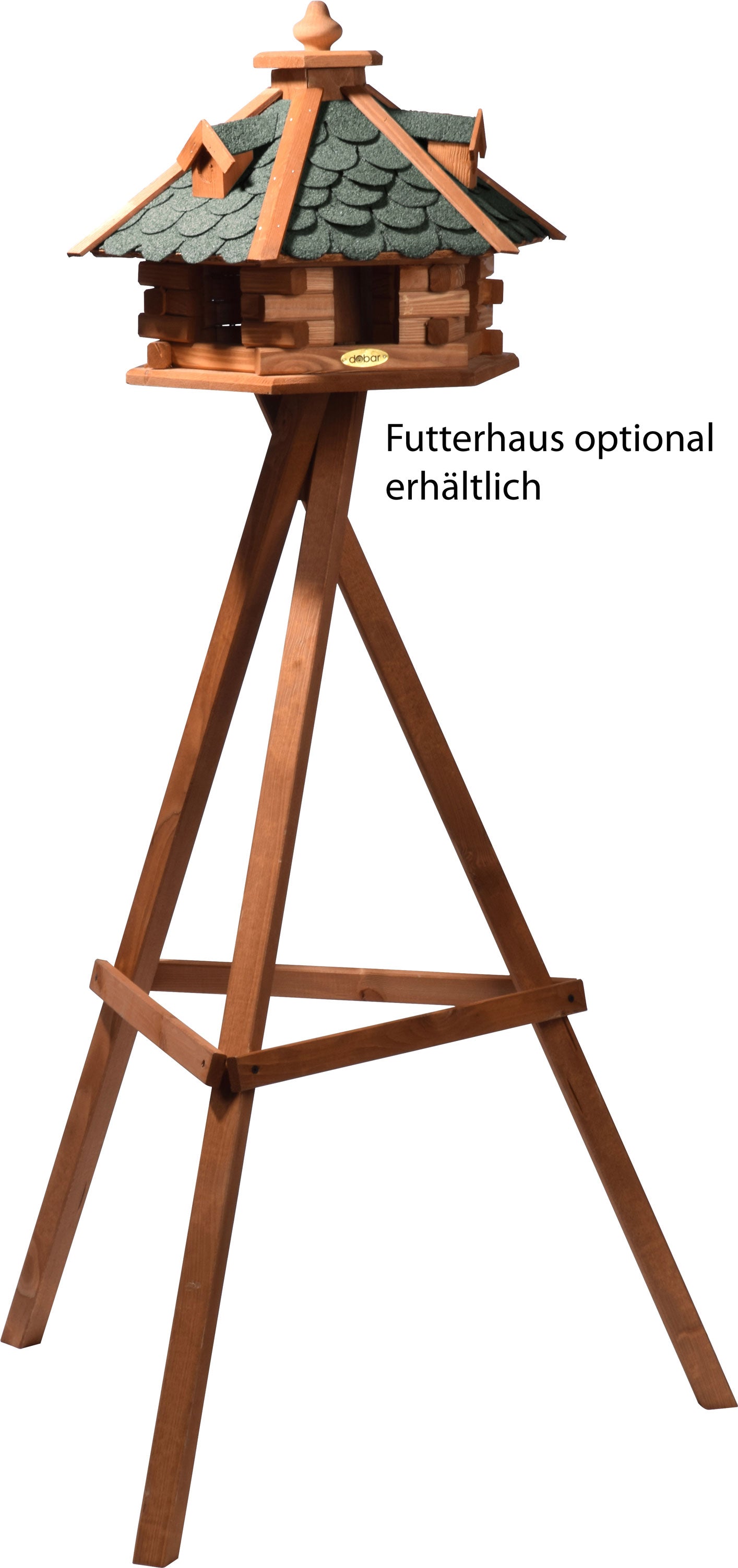 Art. 33326e - Vogelfutterhausständer aus Holz | Braun - Luxus-Vogelhaus.de