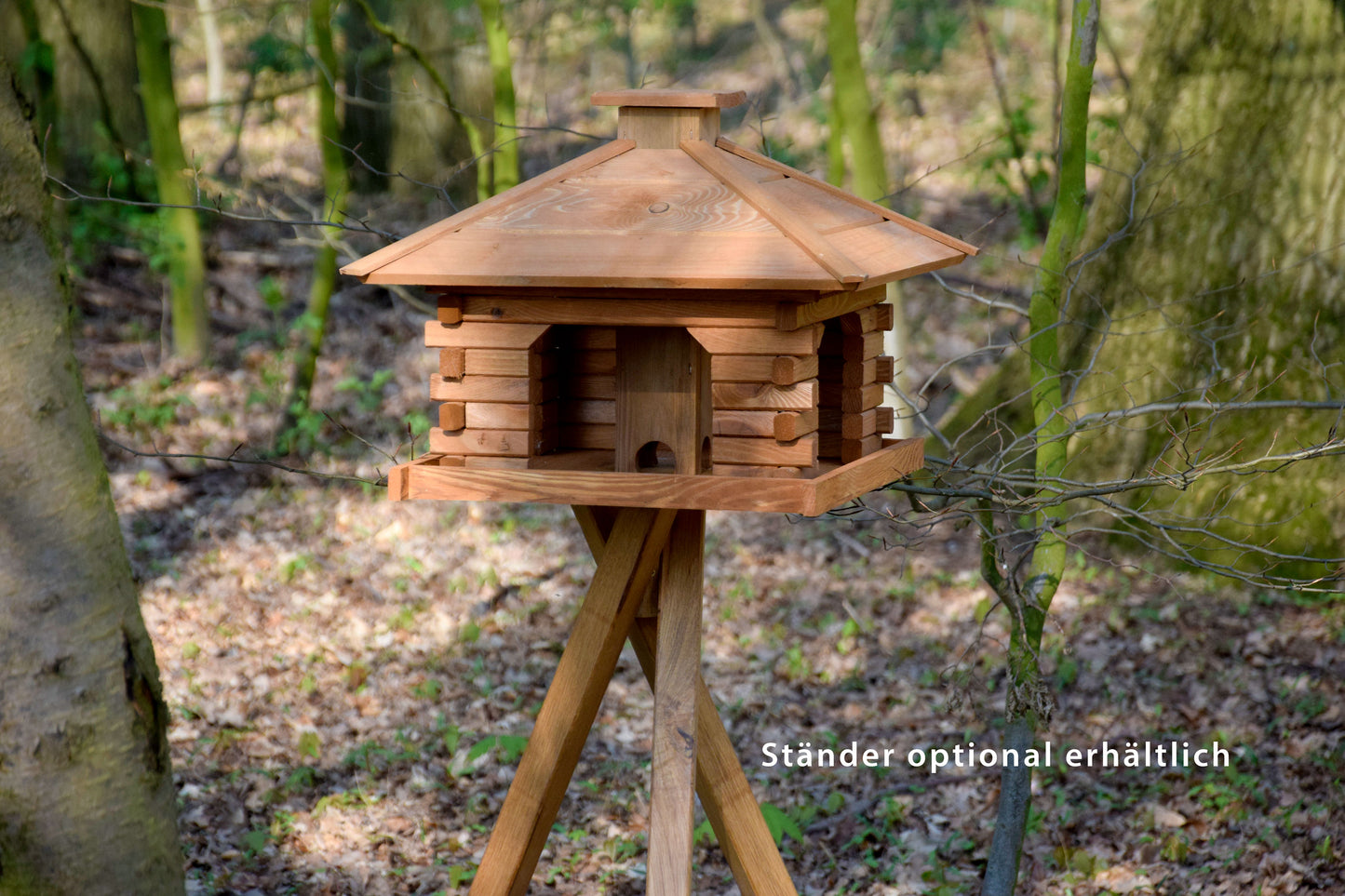 Art. 45300e - Quadratisches Vogelhaus Rustikal mit Holzdach - Kiefer