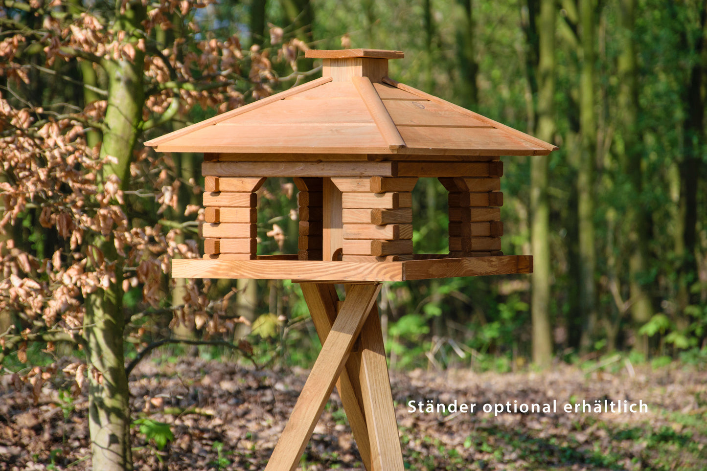 Art. 45300e - Quadratisches Vogelhaus Rustikal mit Holzdach - Kiefer