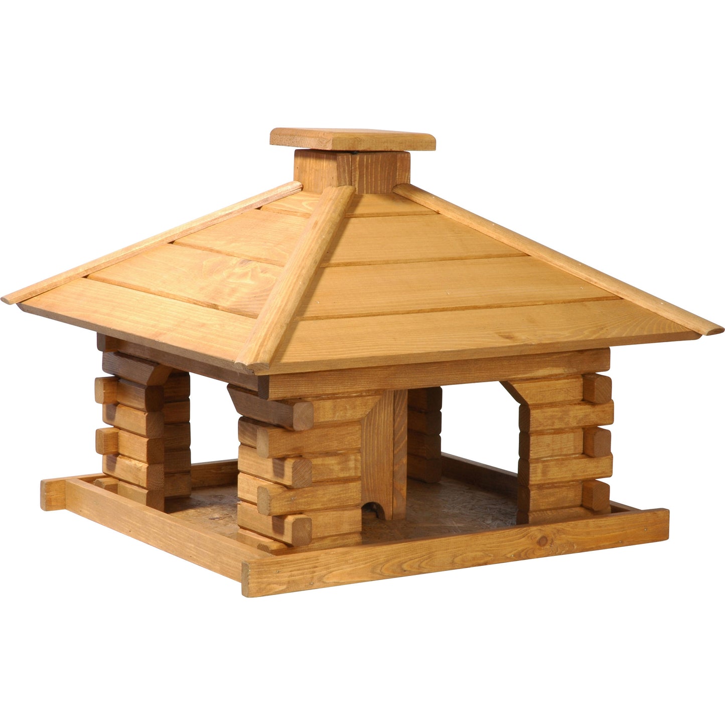 Art. 45300e - Quadratisches Vogelhaus Rustikal mit Holzdach - Kiefer