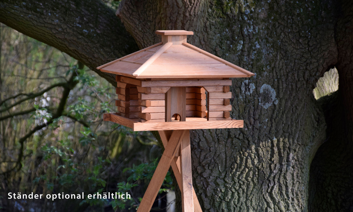 Art. 45300e - Quadratisches Vogelhaus Rustikal mit Holzdach - Kiefer
