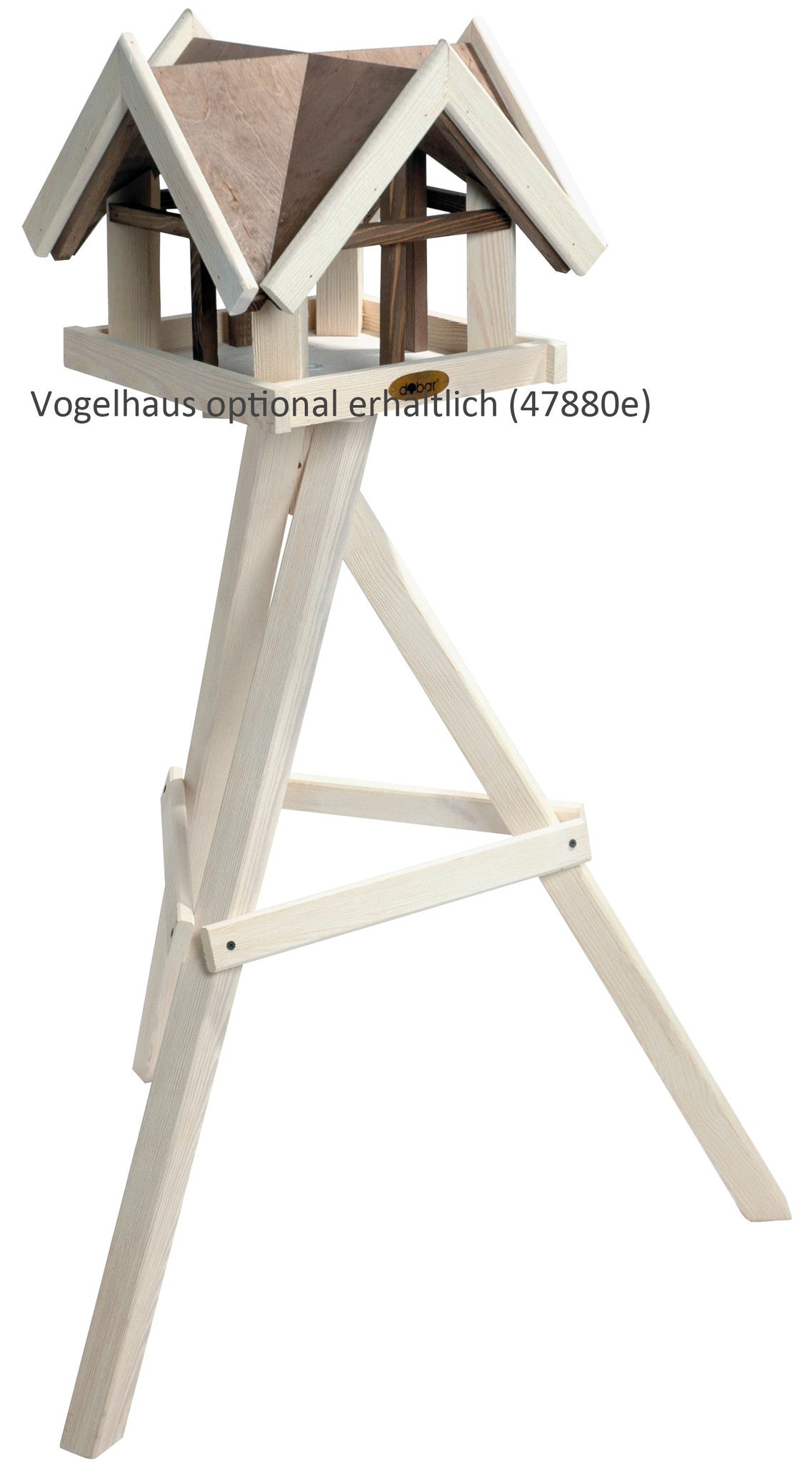 Art.47300e - Weißer Vogelhaus-Ständer aus Kiefernholz, dreibeinig - Luxus-Vogelhaus.de
