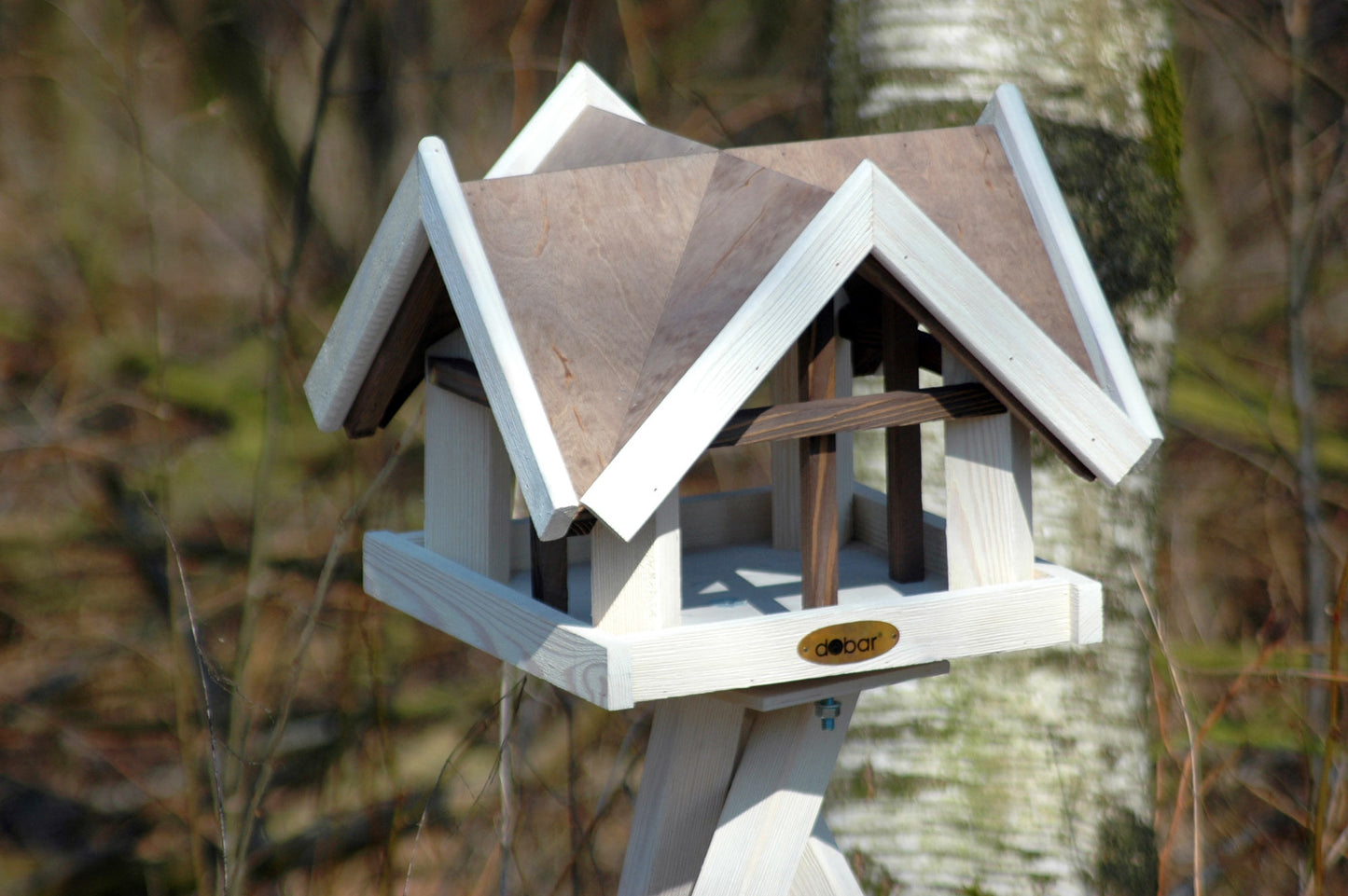 Art.47880e - Großes Vogelhaus "Antikfinish" aus Kiefer-Holz massiv mit 4 Giebeln - Luxus-Vogelhaus.de