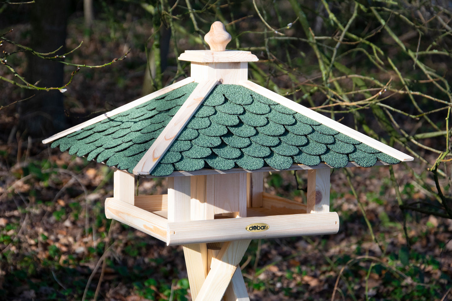 Art. 98540FSCe - Klassisches Vogelfutterhaus 4-eckig mit Futter-Silo