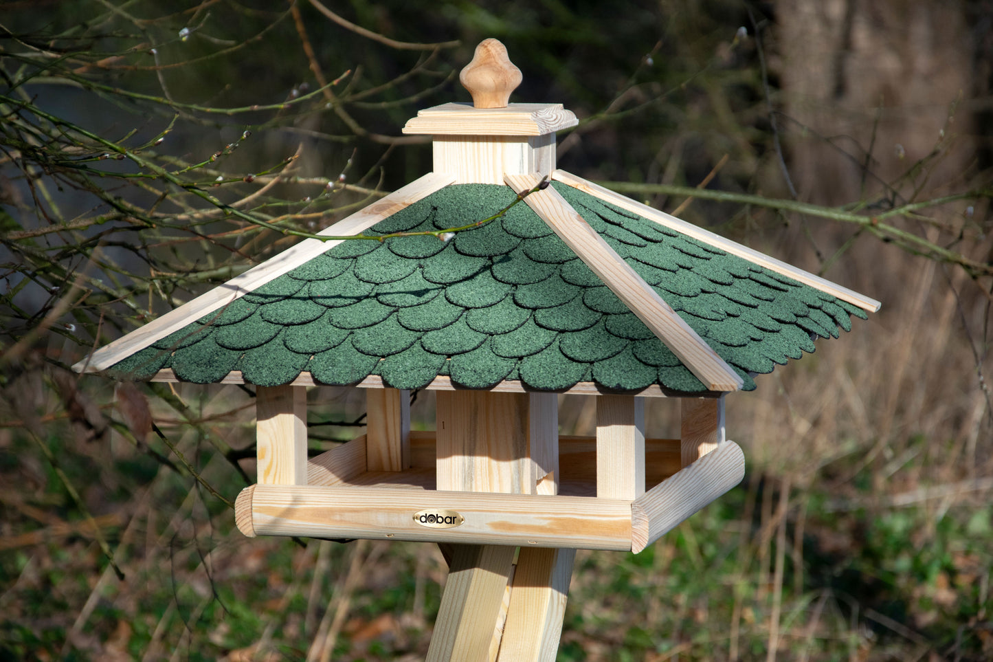 Art. 98540FSCe - Klassisches Vogelfutterhaus 4-eckig mit Futter-Silo