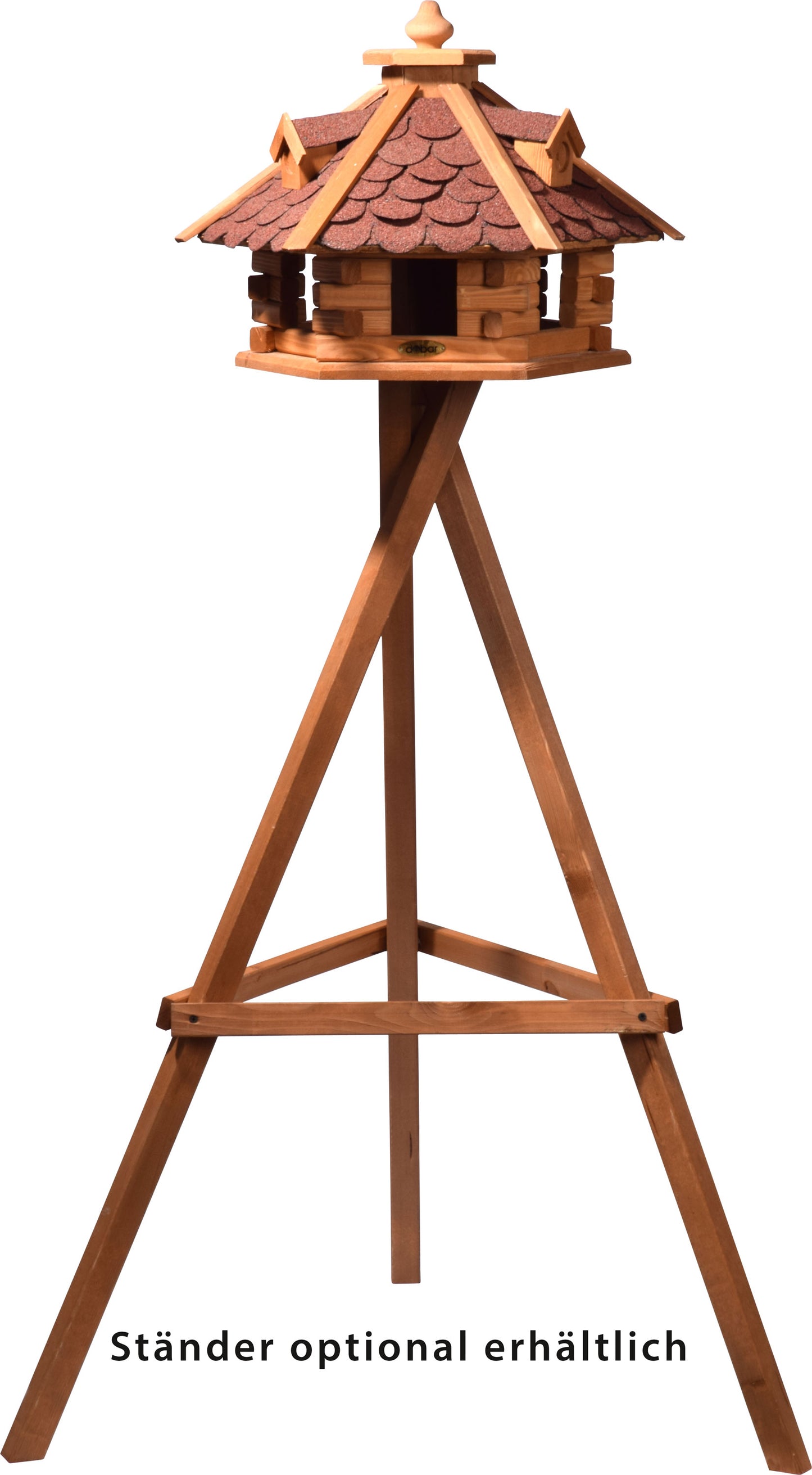Rustikales Vogelhaus mit sechseckigem Design und wasserdichtem, rotem Dach, perfekt für den Einsatz in Deinem Garten.