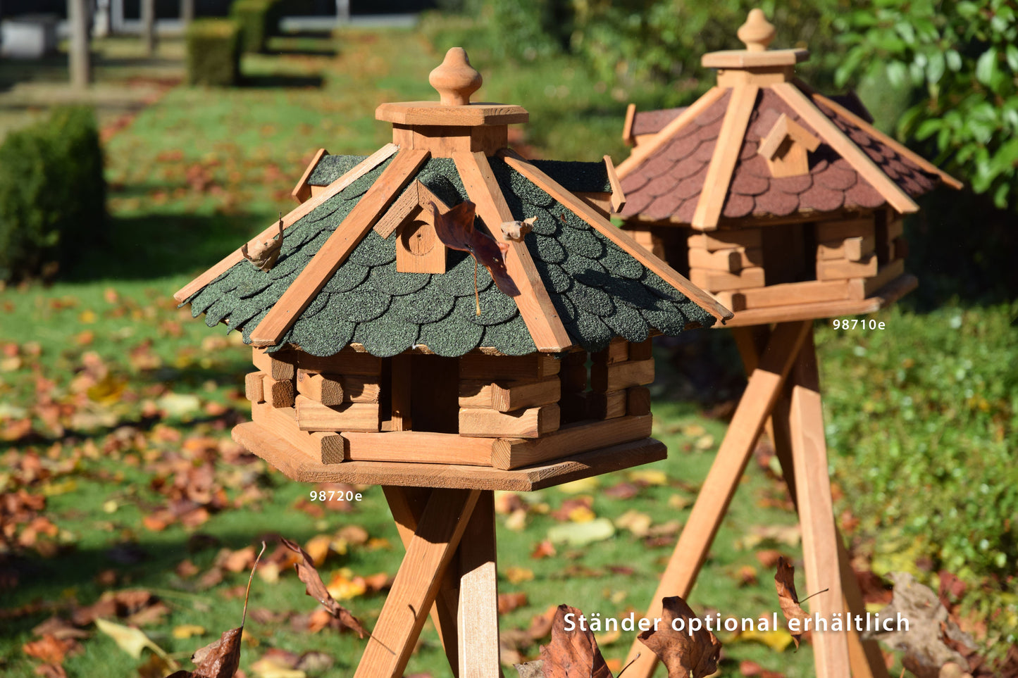 Art. 98720e - 6-eckiges Vogelhaus Rustikal mit grünem Bitumendach