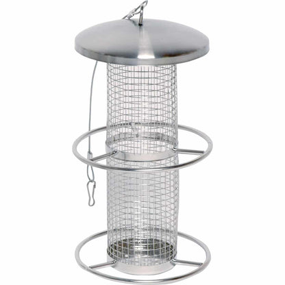 Robuste Futtersäule aus Metall mit Gitterröhre und Anflugringen