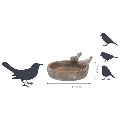 LUXUS-VOGELHAUS Vogelbad „Pool-Oase“ – Antik anmutende Tränke mit zwei Dekovögeln, perfekt für Balkon und Terrasse.
