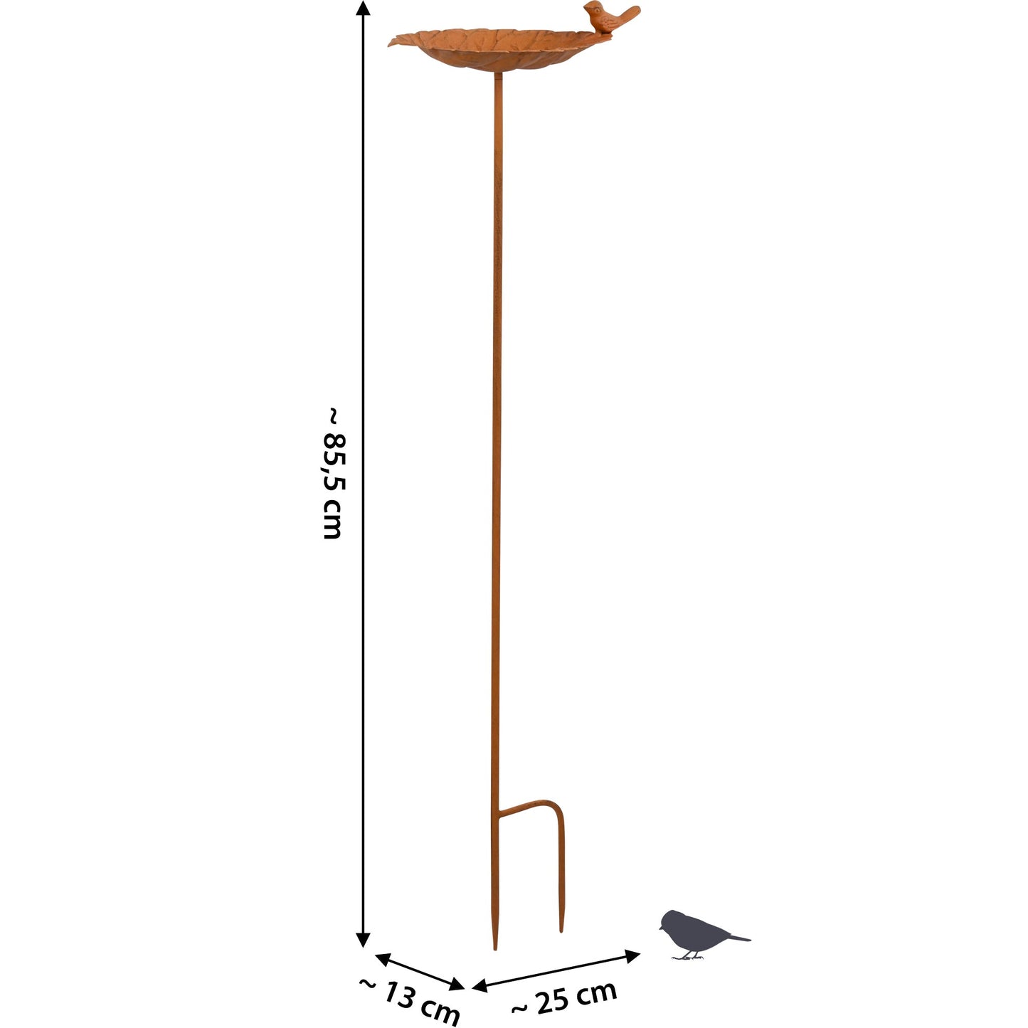 Metall Vogeltränke stehend 200 ml, mit Ständer und 1 Vogel