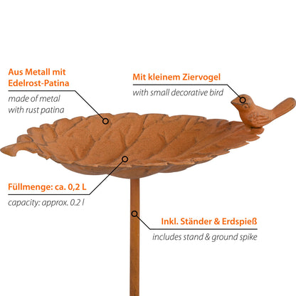 Metall Vogeltränke stehend 200 ml, mit Ständer und 1 Vogel