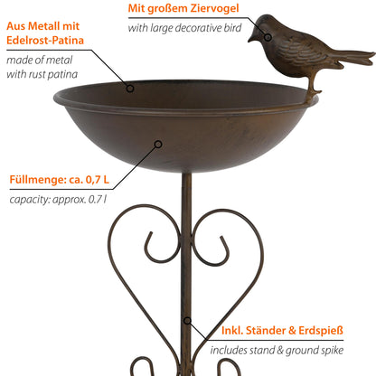 Metall Vogeltränke stehend 700 ml, mit Ständer