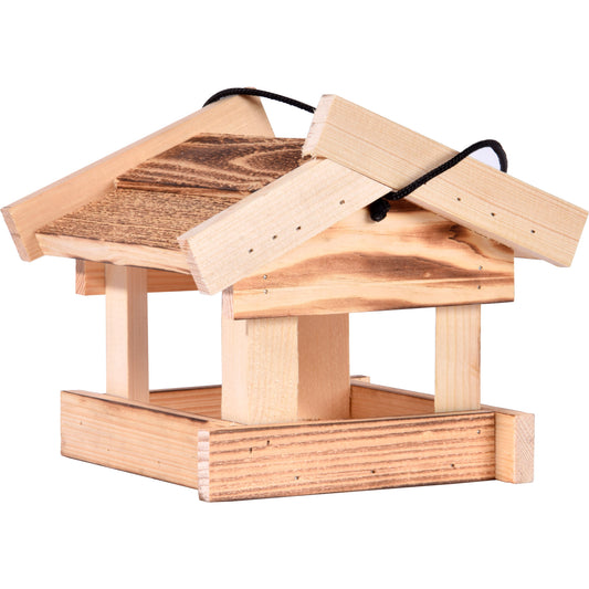 Hängendes Vogelhaus "Calido" aus geflammtem Holz, wetterfest und robust
