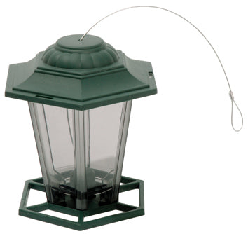 Wildvogel-Futterstation aus Kunststoff im Laternen-Design für Sämereien
