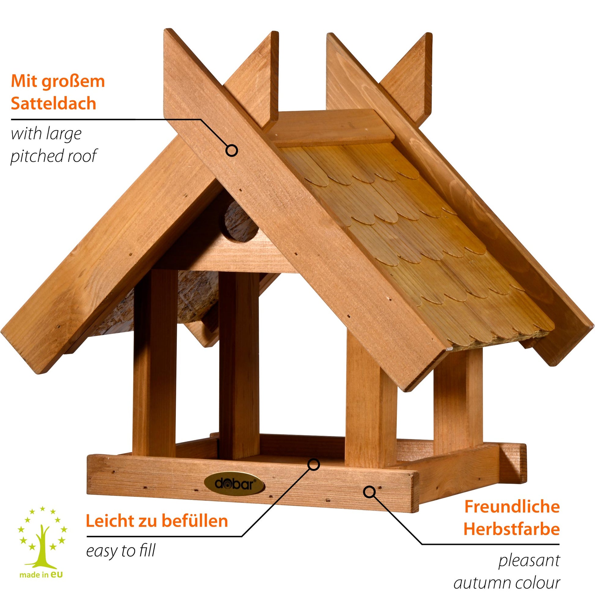Großes Vogelhaus "Blätterfall" für Ständermontage – Stilvolle Futterstation im herbstlichen Design - Luxus-Vogelhaus.de