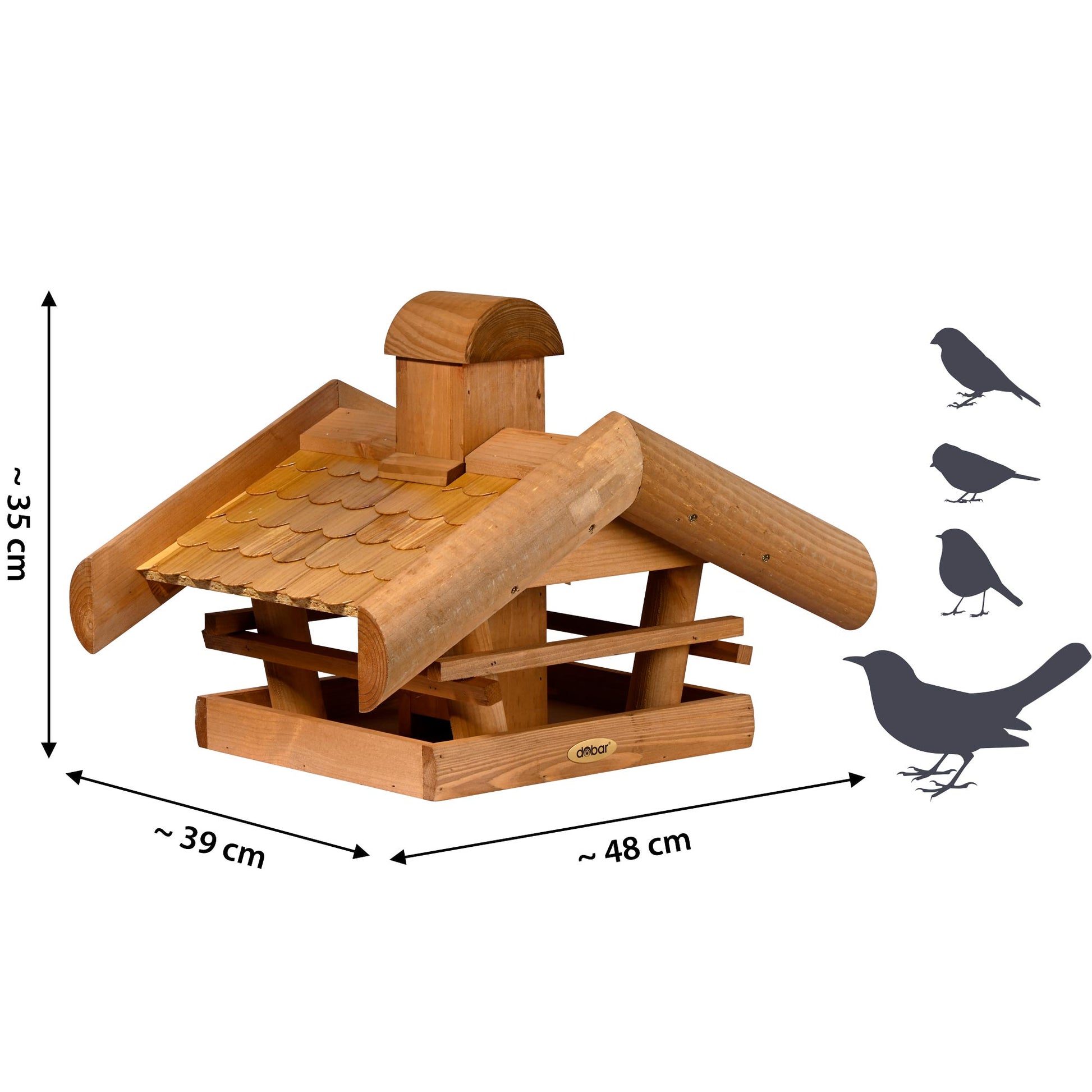 Großes Vogelhaus "Blätterfall" für Ständermontage – Dekorative Futterstation für Wildvögel im herbstlichen Design - Luxus-Vogelhaus.de