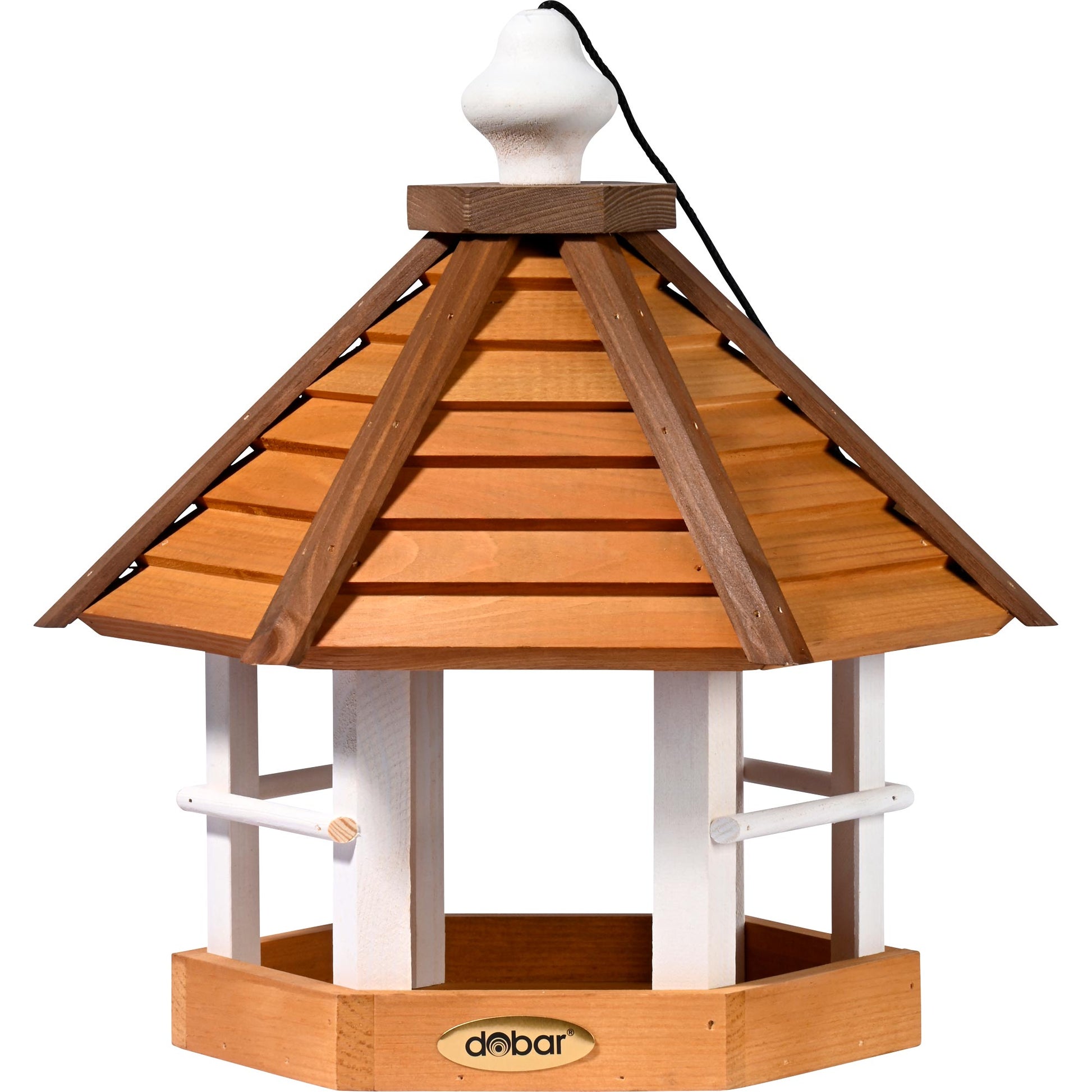 6-eckiges Vogelhaus "Goldener Oktober" in goldbrauner Optik, wetterfest aus Holz
