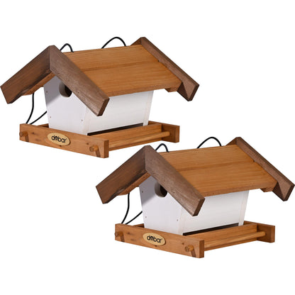 Kleines Vogelhaus "Goldener Oktober" 2er Set, wetterfest aus Holz, goldbraune Optik
