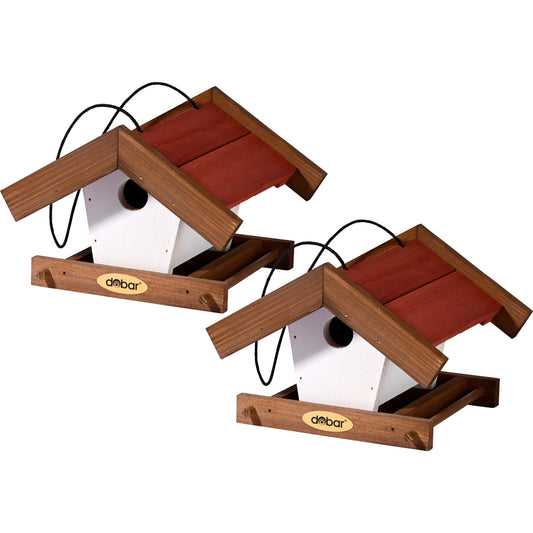 Vogelhaus "Herbstfrüchte" 2er Set, wetterfest aus lasiertem Holz mit Futtersilo
