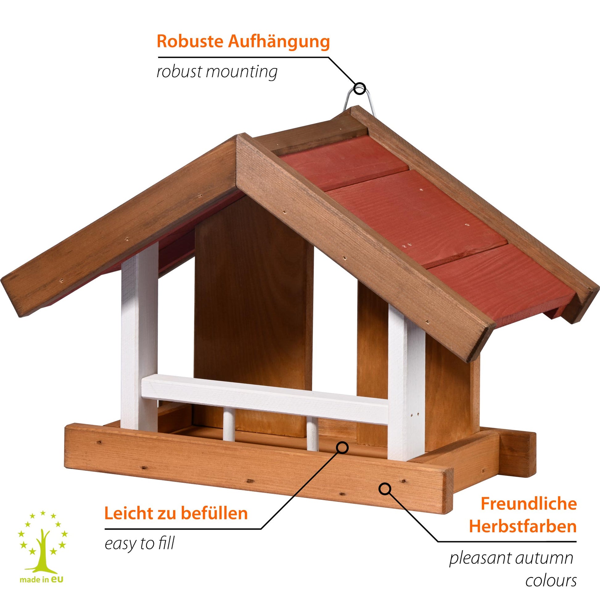 Hängendes Vogelhaus "Herbstfrüchte", ideal für Balkon und Garten

