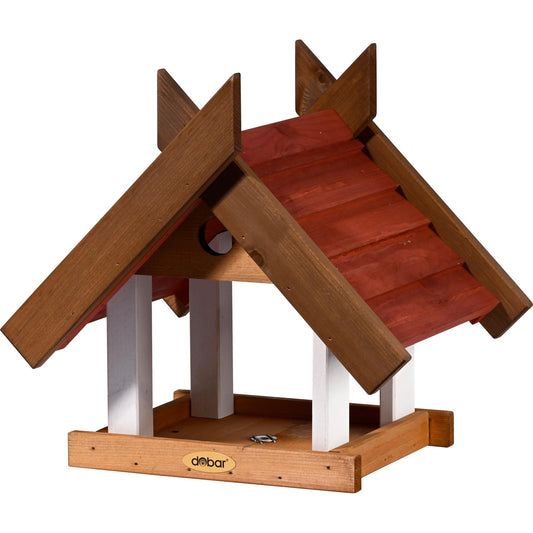 Großes green label Vogelhaus "Herbstfrüchte" für Ständermontage – Stilvolle Futterstation für Wildvögel mit großem Futtertablett - Luxus-Vogelhaus.de