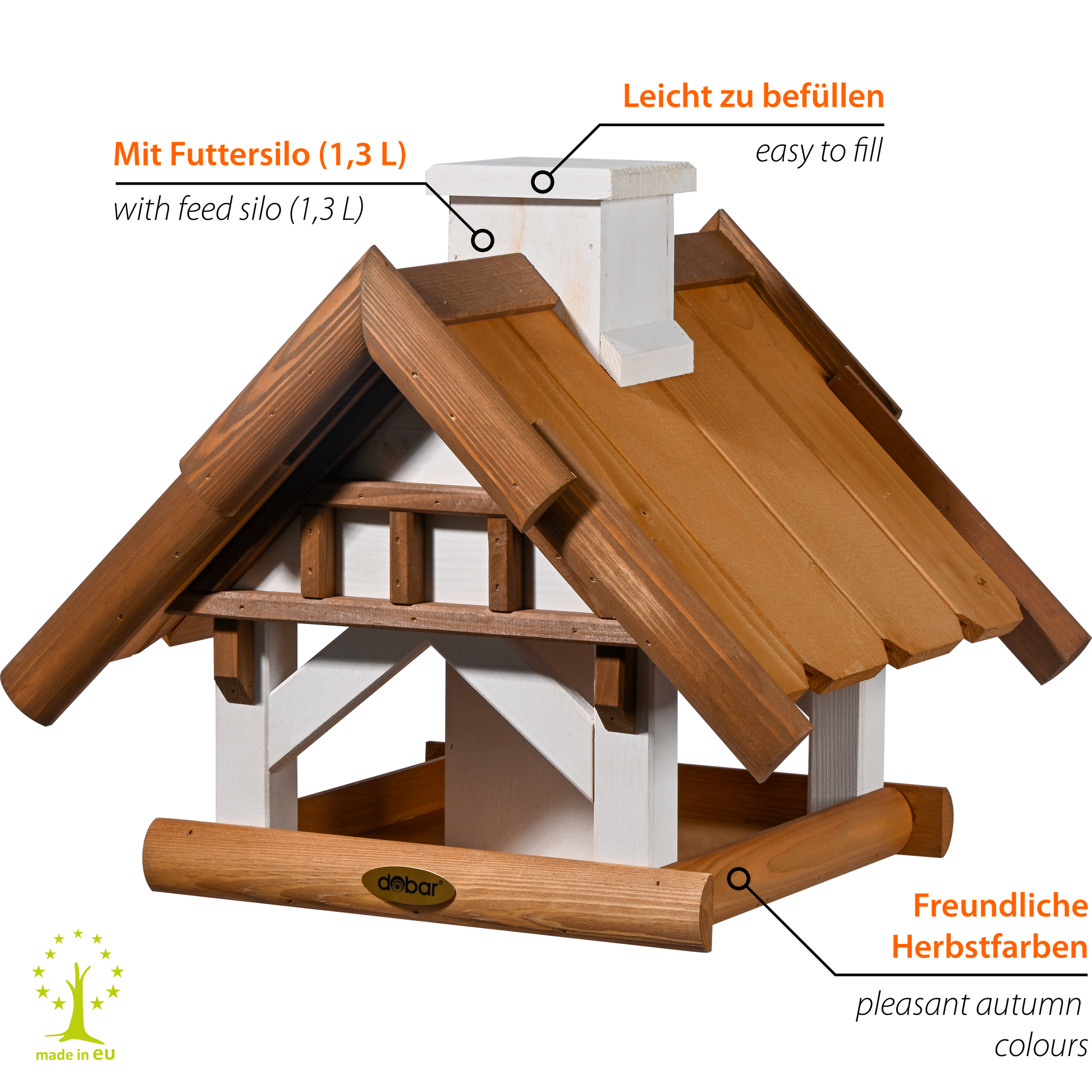 Großes green label Vogelhaus "Goldener Oktober" für Ständermontage - Luxus-Vogelhaus.de