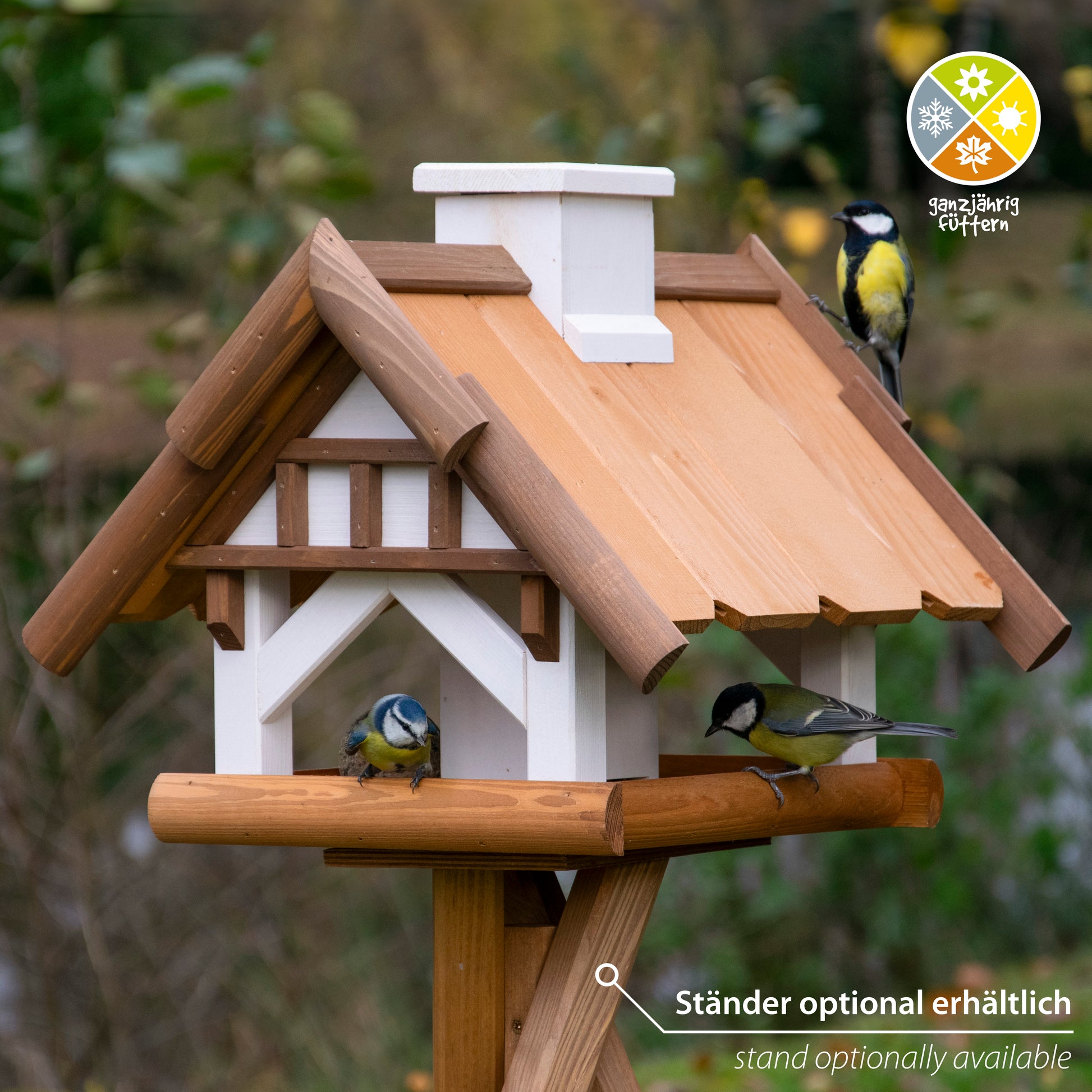 Großes green label Vogelhaus "Goldener Oktober" für Ständermontage - Luxus-Vogelhaus.de