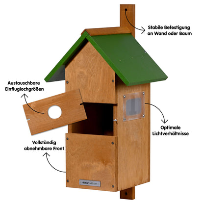LUXUS-VOGELHAUS® Vogelhaus, ideal für diverse Vogelarten, mit smarter App-Anbindung.
