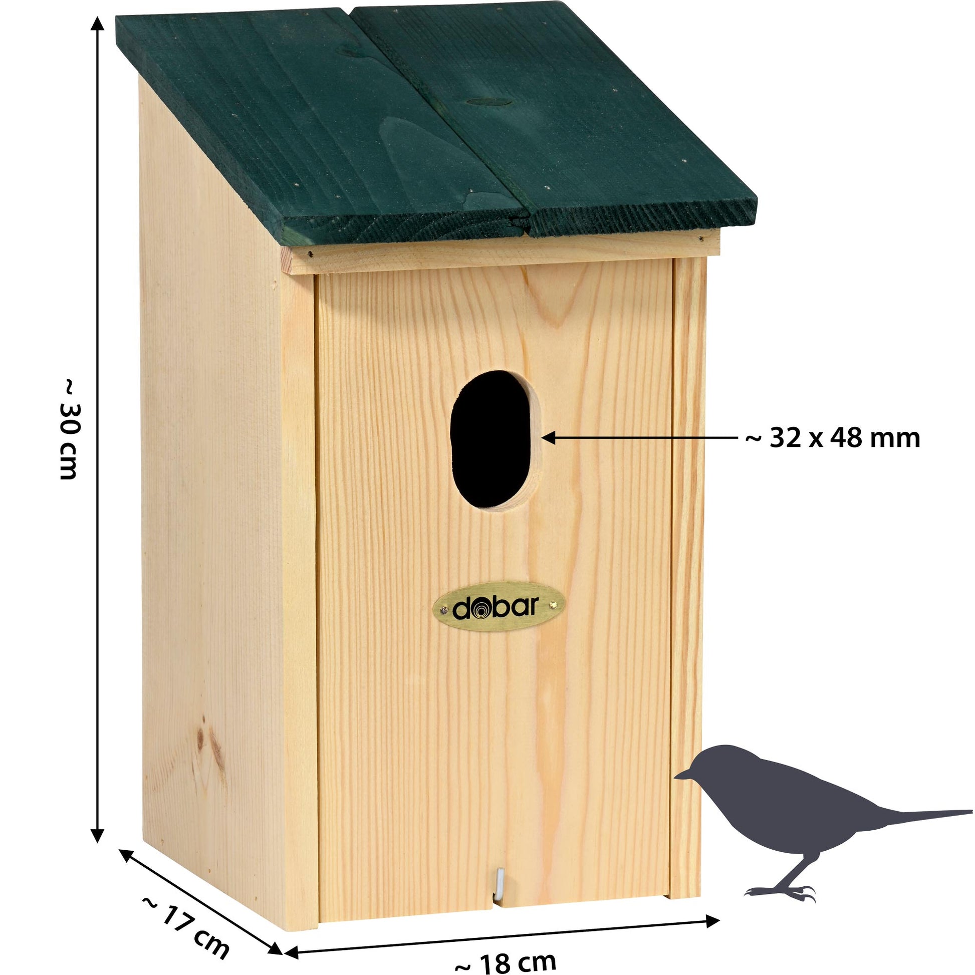 LUXUS-VOGELHAUS® Vogelhaus mit wetterfestem Flachdach und großzügiger Einflugöffnung.
