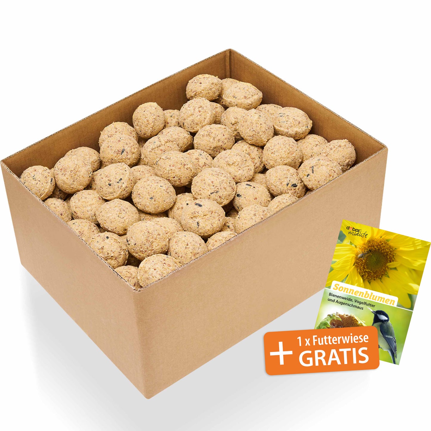 100 Fettknödel ohne Netz mit Sonnenblumen-Samenmischung