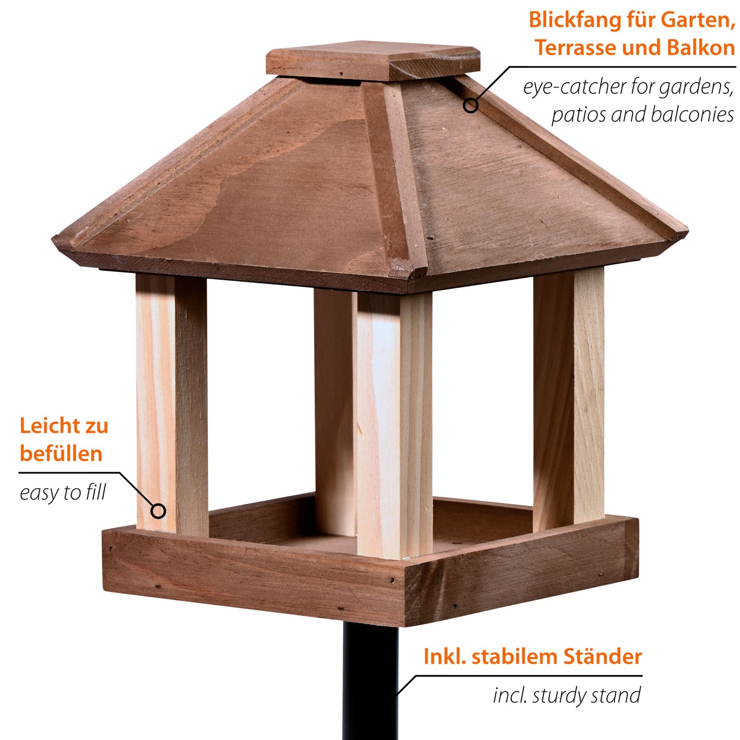 Vogelhaus mit Ständer Pyramidendach