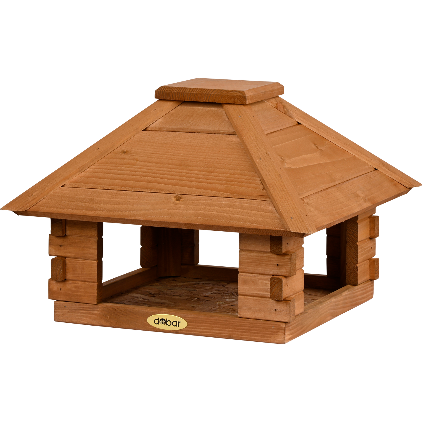 Vogelhaus Blockhaus 4-eckig, Holzdach