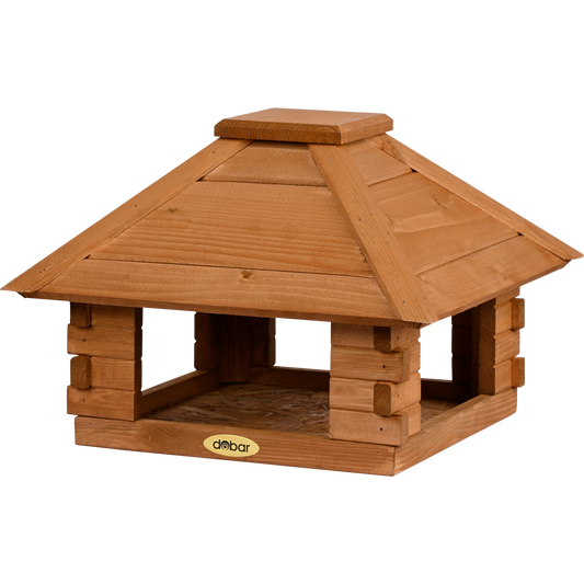 Vogelhaus Blockhaus 4-eckig, Holzdach